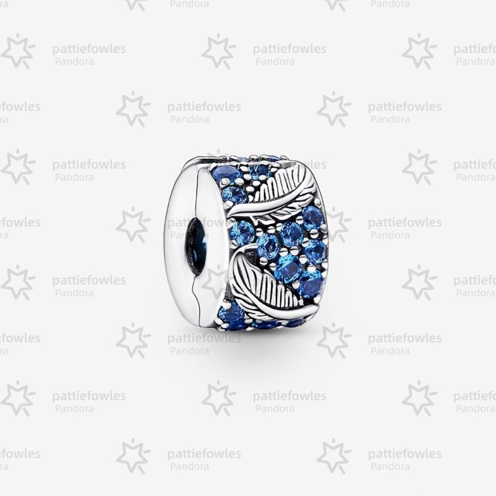 Pandora Curved Feather & Pavé Clip Charm|Pendant